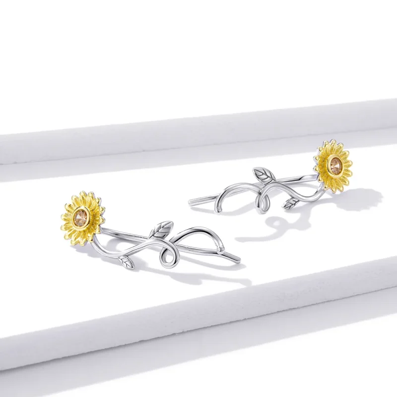 (bilde for) Pandora Style Two Tone Bicolor Fresh Daisy Stud øredobber - BSE394 - Vis 4