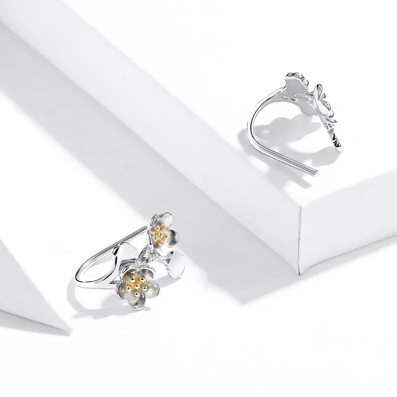 (bilde for) Pandora Style Two Tone Bicolor Sakura øredobber - SCE778 - Vis 2