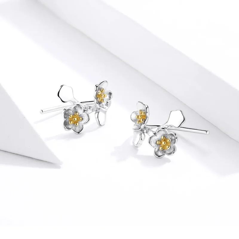 (bilde for) Pandora Style Two Tone Bicolor Sakura øredobber - SCE778 - Vis 3