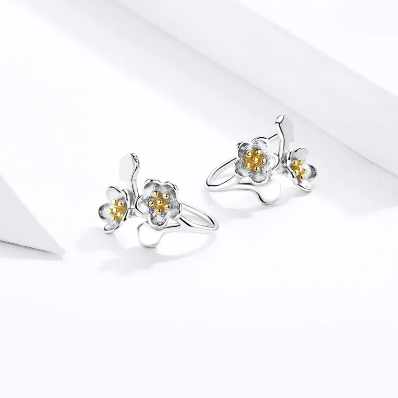 (bilde for) Pandora Style Two Tone Bicolor Sakura øredobber - SCE778 - Vis 4