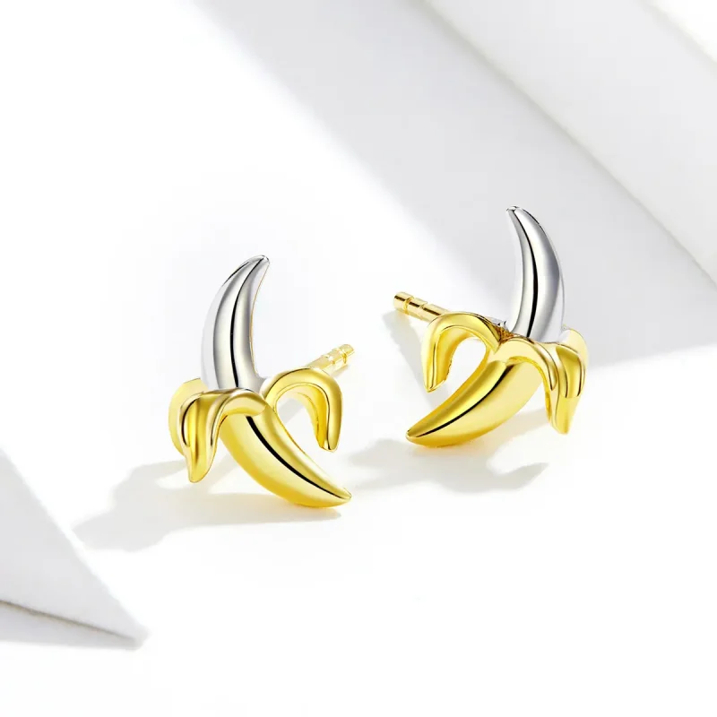 (bilde for) Pandora Style Two Tone Bicolor søte lekne banan øredobber - SCE731 - Vis 3