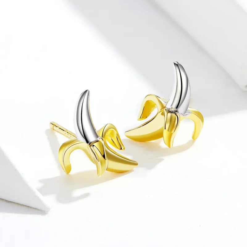 (bilde for) Pandora Style Two Tone Bicolor søte lekne banan øredobber - SCE731 - Vis 4