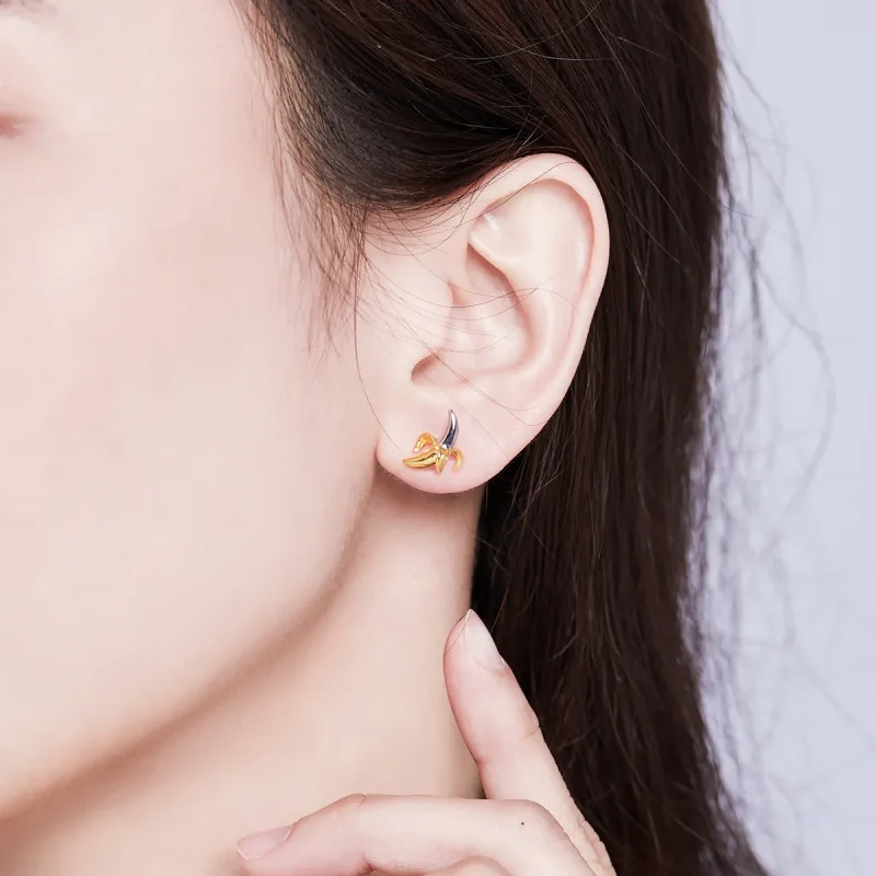 (bilde for) Pandora Style Two Tone Bicolor søte lekne banan øredobber - SCE731 - Vis 5