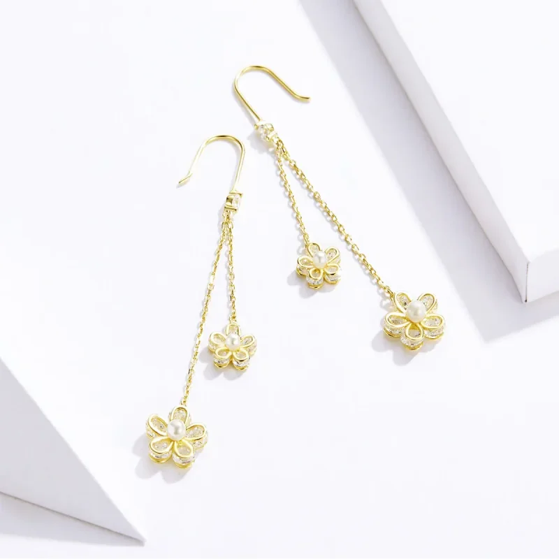(bilde for) Pandora Style Flower Light Hengende øredobber - BSE197 - Vis 2