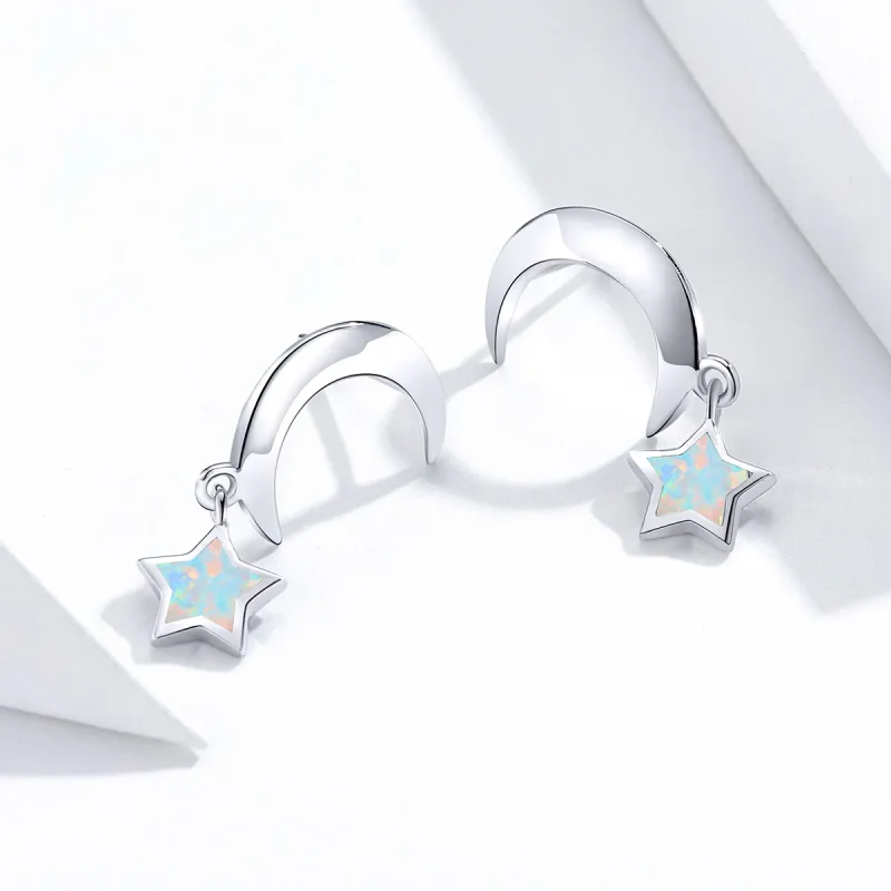 (bilde for) Pandora Style Moon and Star Opal hengende øredobber - SCE707 - Vis 2