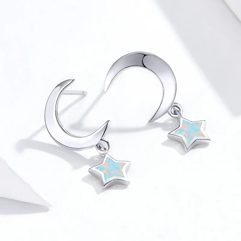 (bilde for) Pandora Style Moon and Star Opal hengende øredobber - SCE707 - Vis 3