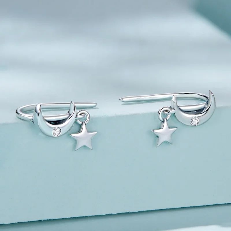 (bilde for) Pandora Style Moon and Stars Hengende øredobber - SCE1500 - Vis 2