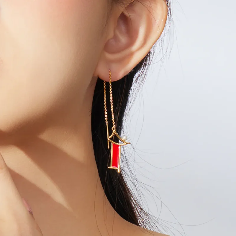(bilde for) Pandora Style røde minne hengende øredobber - BSE340 - Vis 7