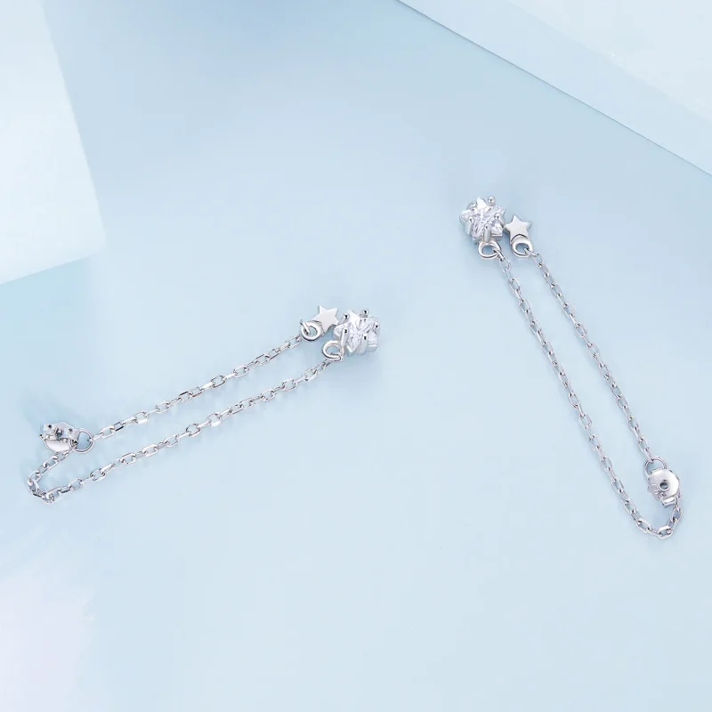 (bilde for) Pandora Style Star Tassel Hengende øredobber - BSE709 - Vis 4