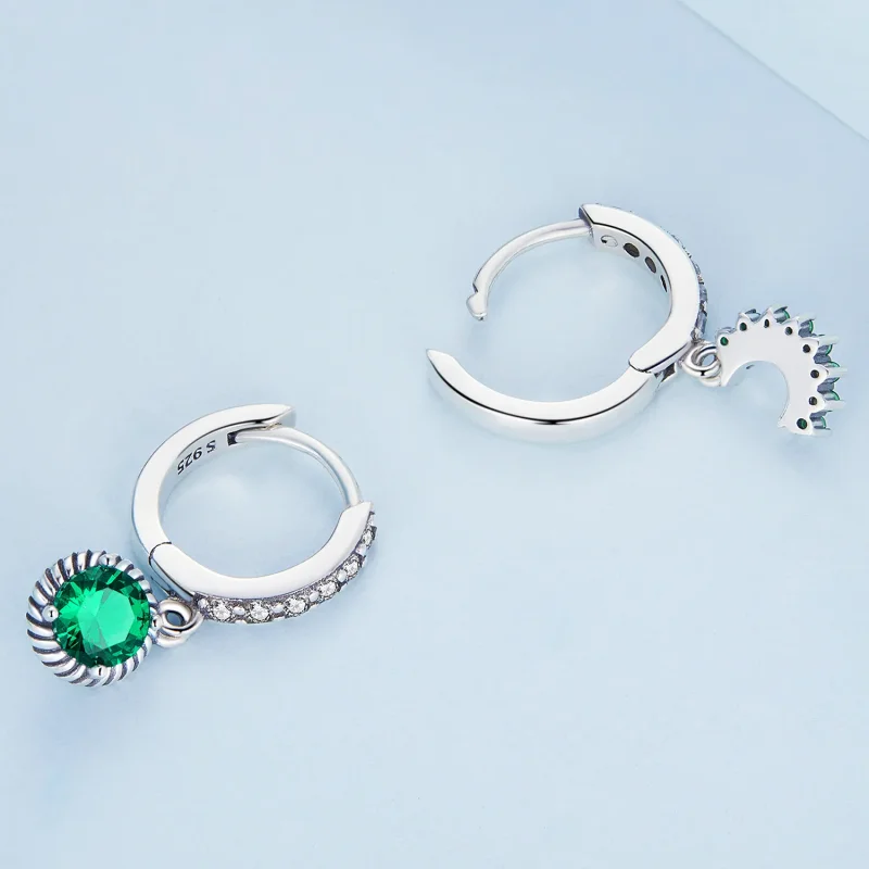 (bilde for) Pandora-stil asymmetriske sol- og månehoop øredobber - BSE705 - Vis 4