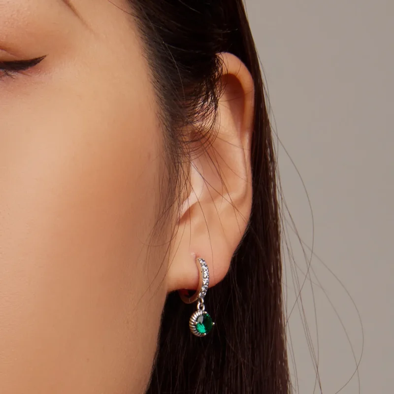(bilde for) Pandora-stil asymmetriske sol- og månehoop øredobber - BSE705 - Vis 7