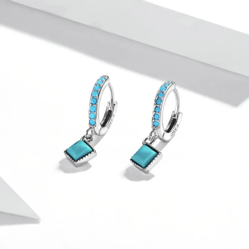 (bilde for) Pandora-stil turkise ringøredobber - SCE1307 - Vis 2