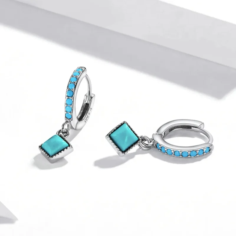 (bilde for) Pandora-stil turkise ringøredobber - SCE1307 - Vis 3