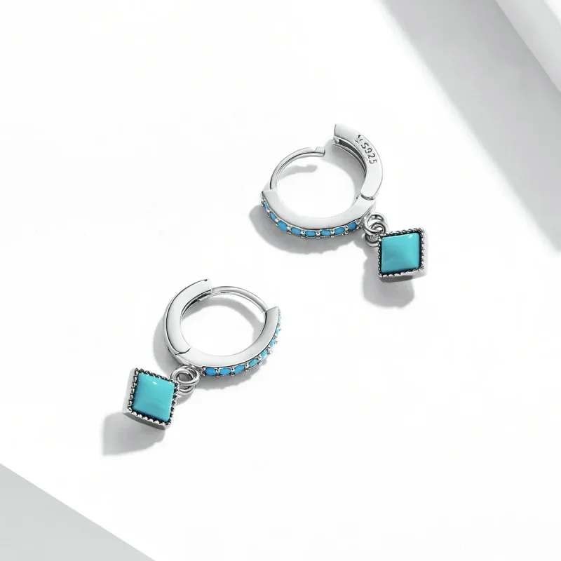 (bilde for) Pandora-stil turkise ringøredobber - SCE1307 - Vis 4