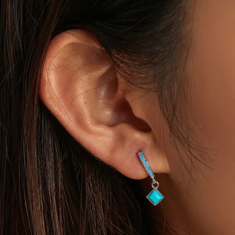 (bilde for) Pandora-stil turkise ringøredobber - SCE1307 - Vis 6