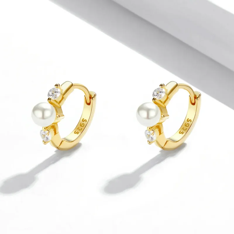 (bilde for) Pandora Style Bead Zircon Hoop Øredobber - SCE1254 - Vis 2