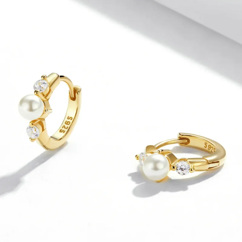 (bilde for) Pandora Style Bead Zircon Hoop Øredobber - SCE1254 - Vis 3