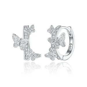(bilde for) Pandora Style Butterflies Flying Hoop øredobber - BSE445