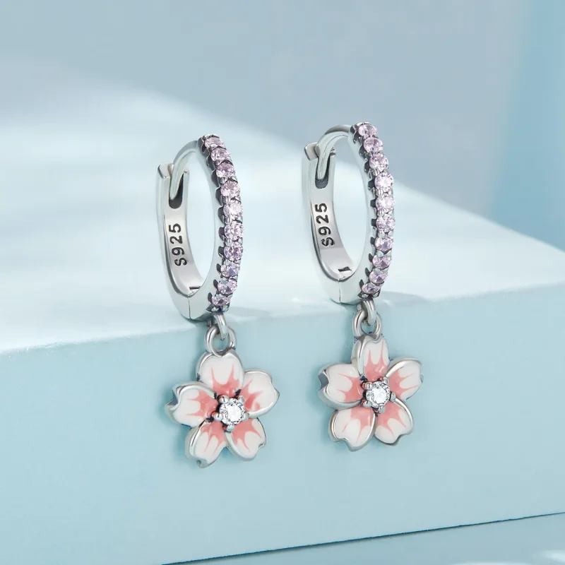 (bilde for) Pandora Style Cherry Blossoms Hoop øredobber - SCE1509 - Vis 2