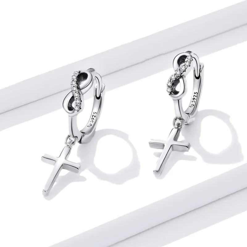 (bilde for) Pandora Style Creative Cross Hoop øredobber - BSE474 - Vis 2