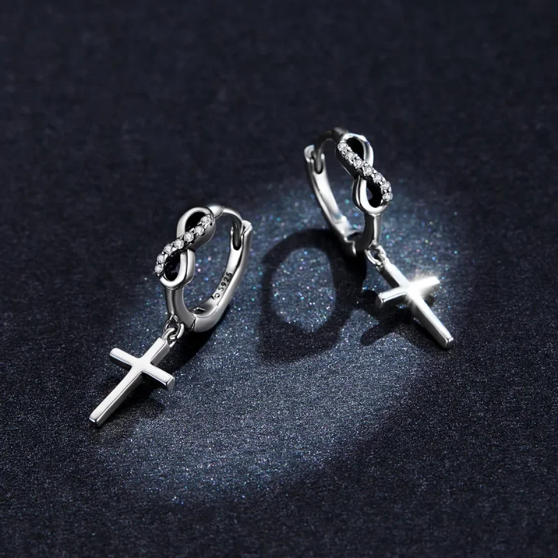 (bilde for) Pandora Style Creative Cross Hoop øredobber - BSE474 - Vis 5