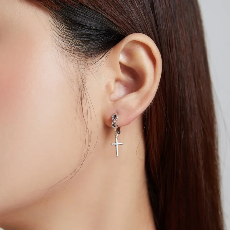 (bilde for) Pandora Style Creative Cross Hoop øredobber - BSE474 - Vis 6
