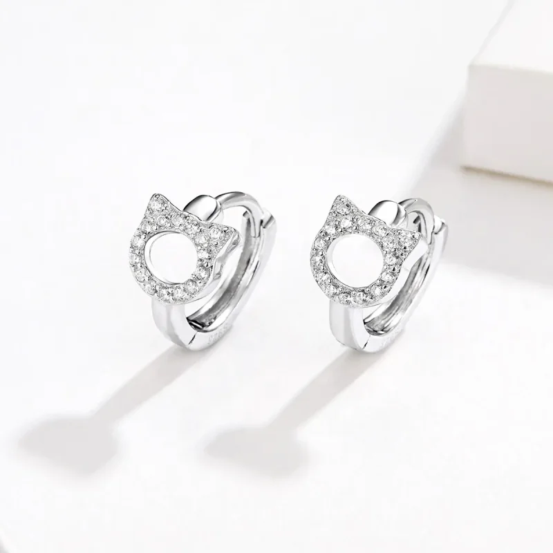 (bilde for) Pandora Style Cute Cat Hoop øredobber - BSE171 - Vis 2