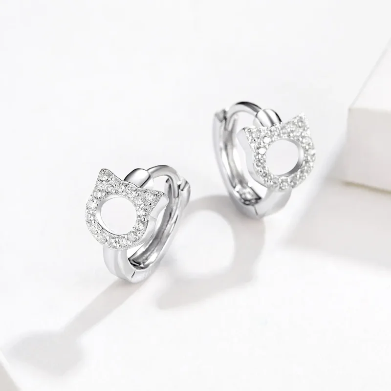 (bilde for) Pandora Style Cute Cat Hoop øredobber - BSE171 - Vis 3