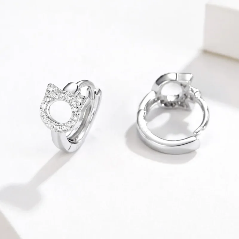 (bilde for) Pandora Style Cute Cat Hoop øredobber - BSE171 - Vis 4