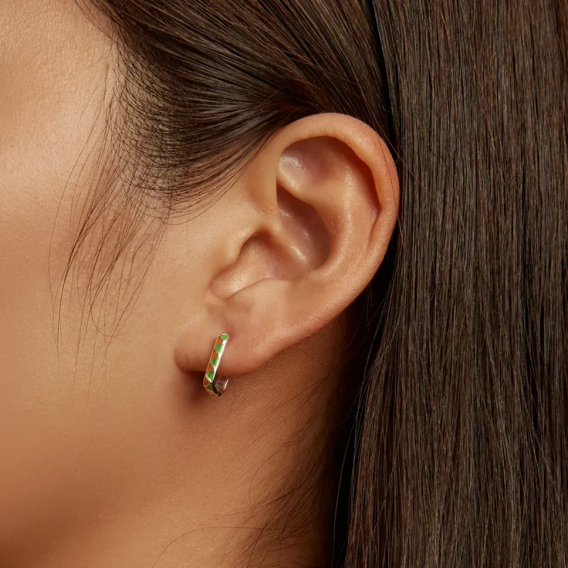(bilde for) Pandora Style Enkel Farge Kontrast Øredobber - SCE1371-GN - Vis 6
