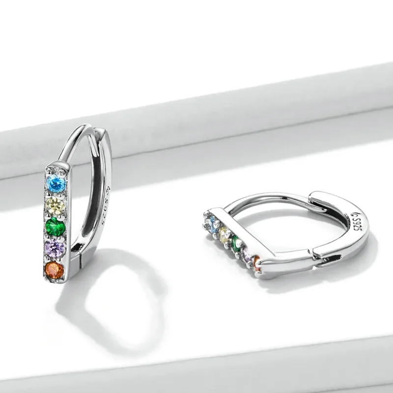 (bilde for) Pandora Style Fargerike Zircon Hoop øredobber - BSE576 - Vis 2