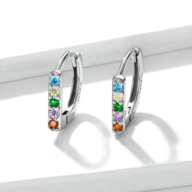 (bilde for) Pandora Style Fargerike Zircon Hoop øredobber - BSE576 - Vis 3
