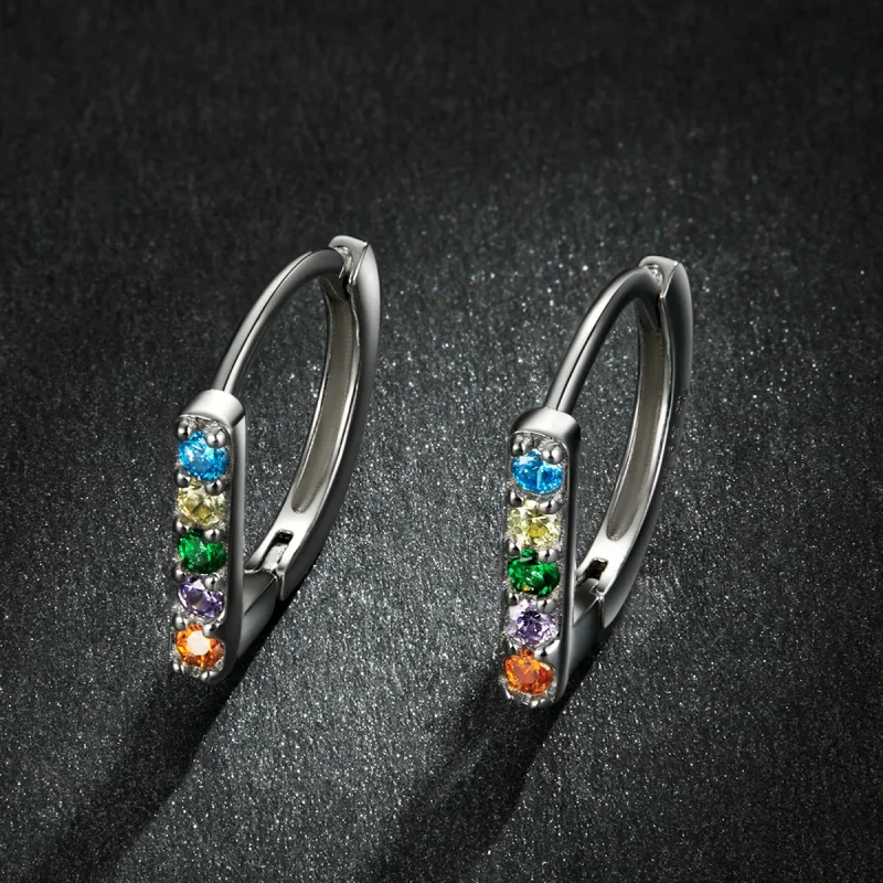 (bilde for) Pandora Style Fargerike Zircon Hoop øredobber - BSE576 - Vis 5