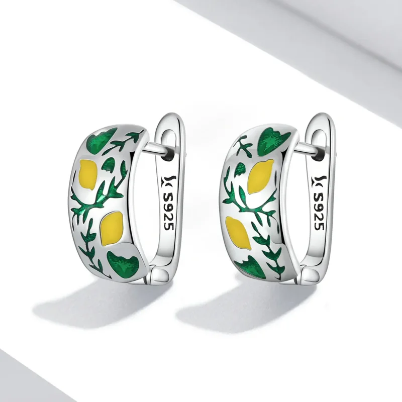 (bilde for) Pandora Style Green Leaf Sitron Hoop øredobber - SCE1376 - Vis 2