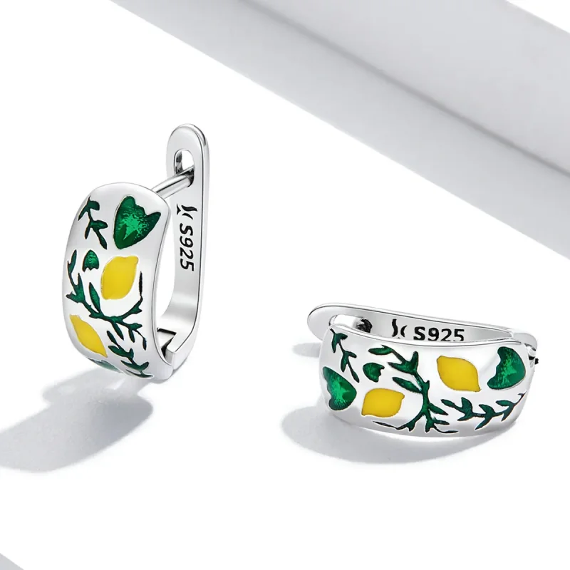 (bilde for) Pandora Style Green Leaf Sitron Hoop øredobber - SCE1376 - Vis 3
