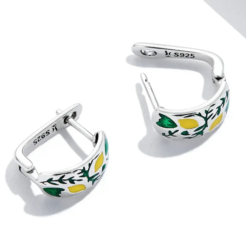 (bilde for) Pandora Style Green Leaf Sitron Hoop øredobber - SCE1376 - Vis 4