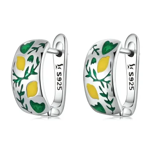 (bilde for) Pandora Style Green Leaf Sitron Hoop øredobber - SCE1376
