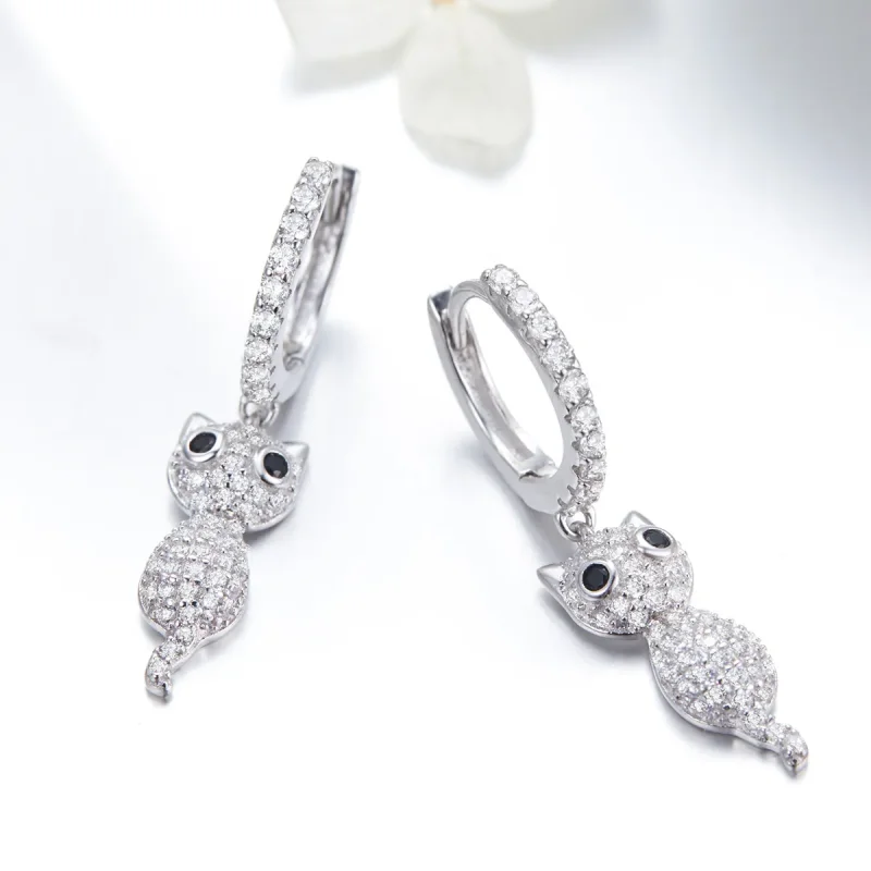(bilde for) Pandora Style Happy Cat Hoop øredobber - SCE519 - Vis 2