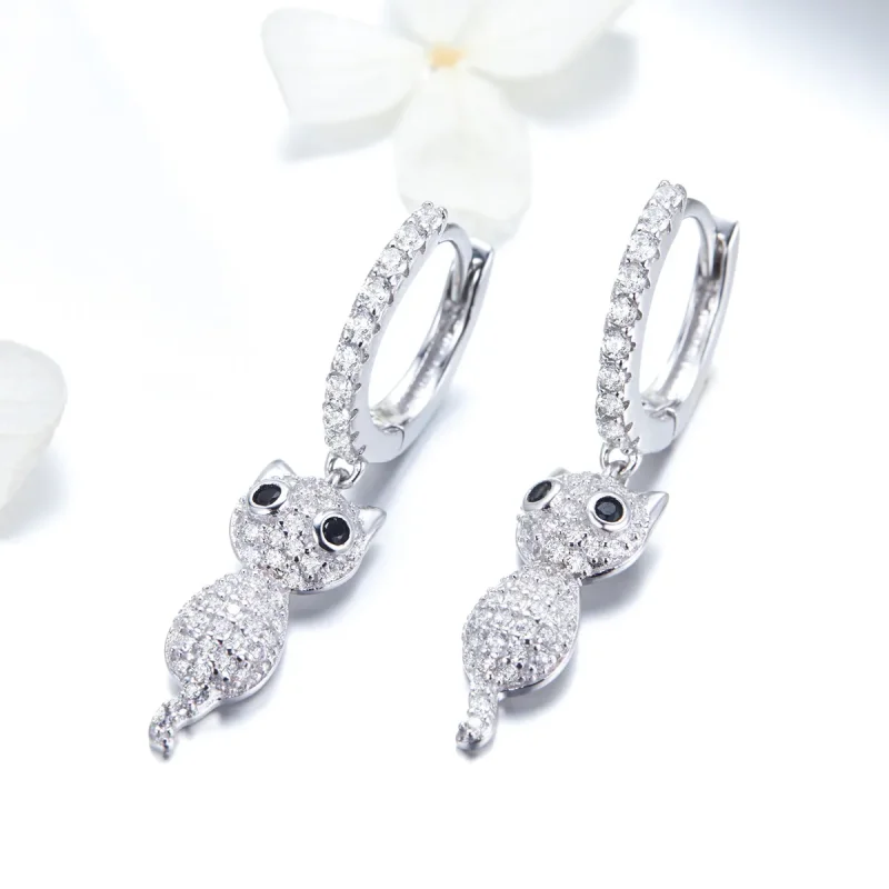 (bilde for) Pandora Style Happy Cat Hoop øredobber - SCE519 - Vis 4