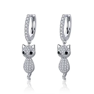 (bilde for) Pandora Style Happy Cat Hoop øredobber - SCE519