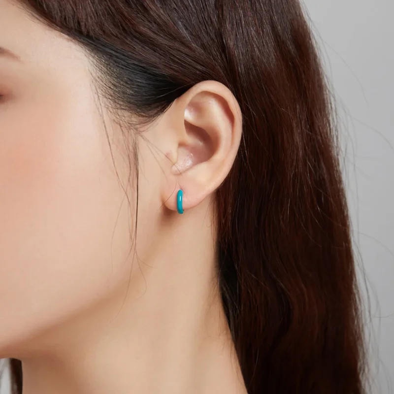 (bilde for) Pandora Style Little Blue Hoop øredobber - BSE488-BU - Vis 4