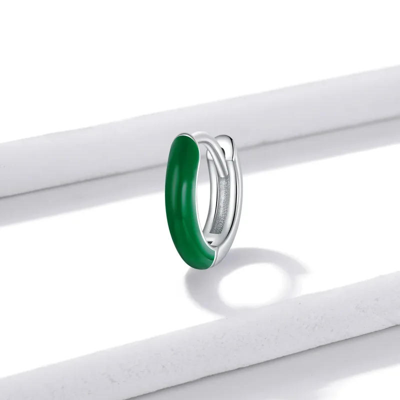 (bilde for) Pandora Style Little Green Hoop øredobber - BSE488-GN - Vis 2