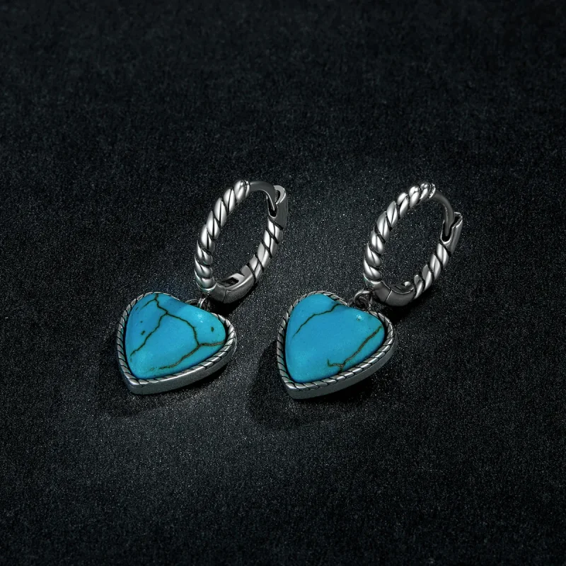 (bilde for) Pandora Style Love Turkis Hoop øredobber - BSE589 - Vis 5