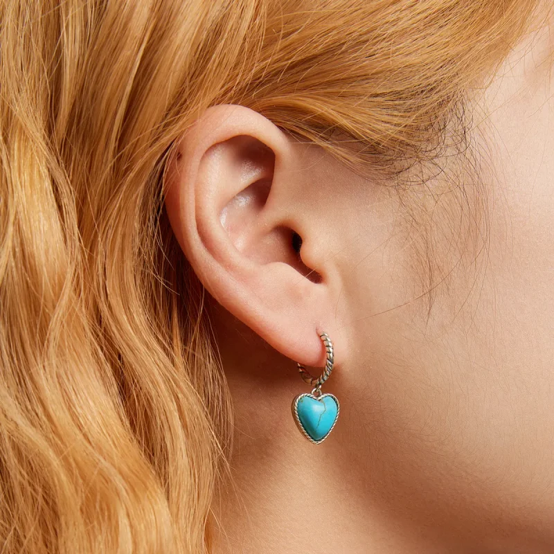 (bilde for) Pandora Style Love Turkis Hoop øredobber - BSE589 - Vis 7