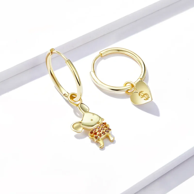 (bilde for) Pandora Style Lucky Rat and Heart Hoop øredobber - BSE344-L - Vis 2
