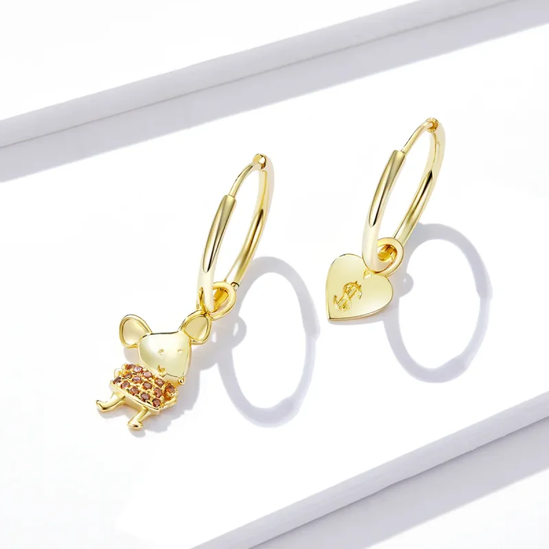 (bilde for) Pandora Style Lucky Rat and Heart Hoop øredobber - BSE344-L - Vis 3