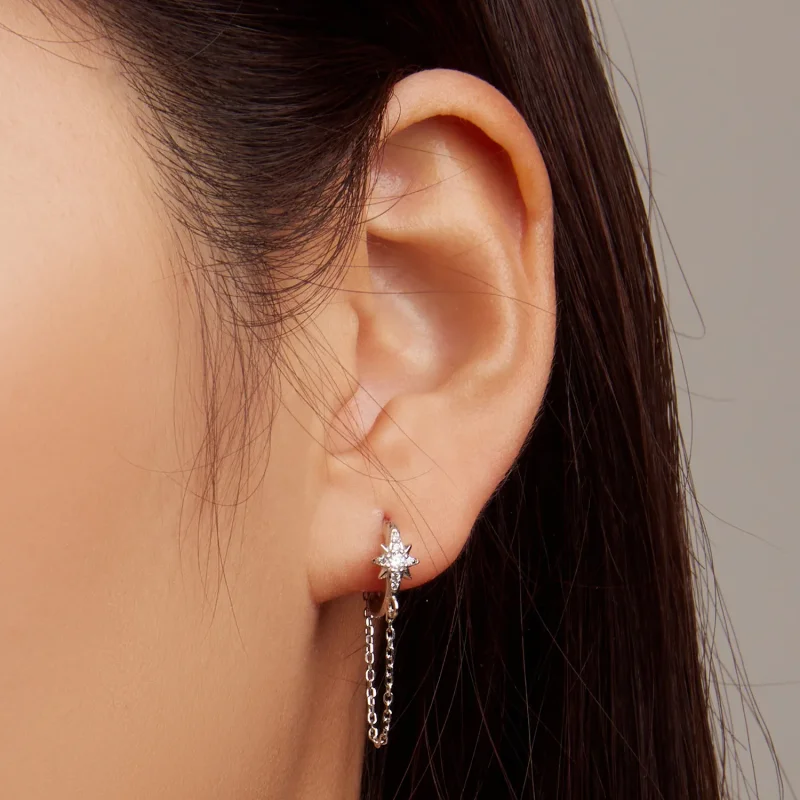 (bilde for) Pandora Style Mans Star Hoop øredobber - BSE699 - Vis 5