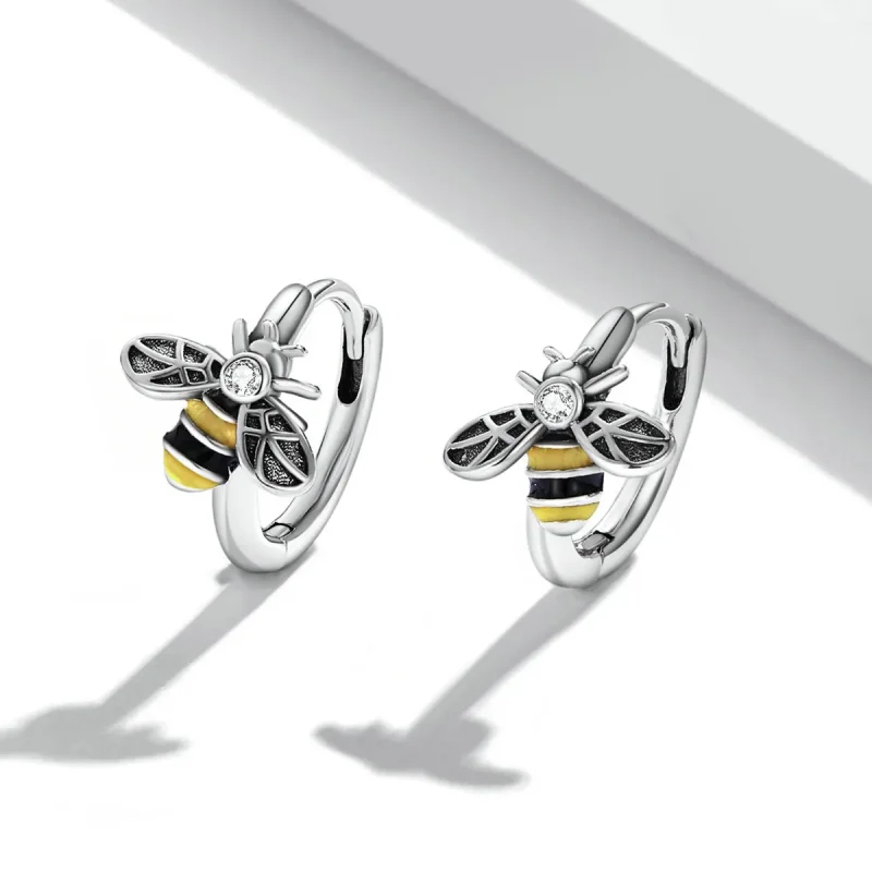 (bilde for) Pandora Style Mini Bee Hoop øredobber - SCE1337 - Vis 2