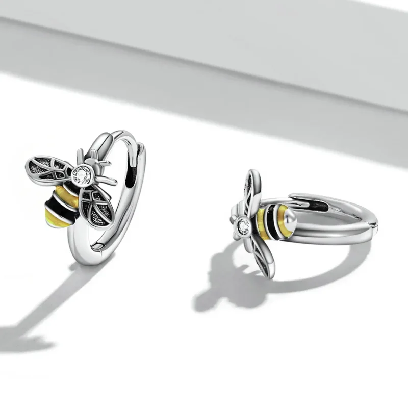 (bilde for) Pandora Style Mini Bee Hoop øredobber - SCE1337 - Vis 3