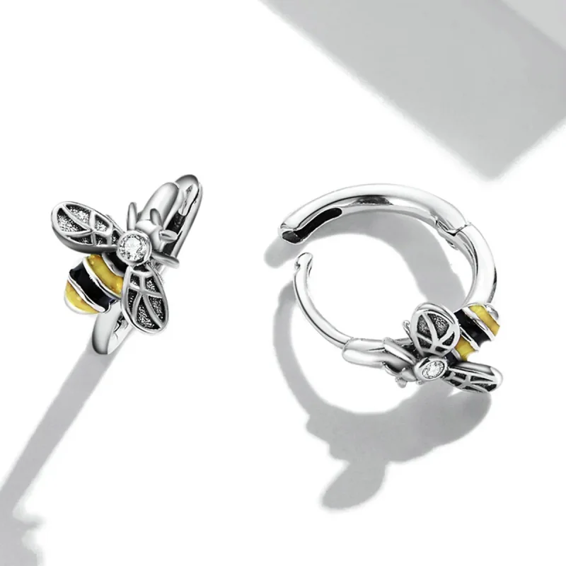 (bilde for) Pandora Style Mini Bee Hoop øredobber - SCE1337 - Vis 4